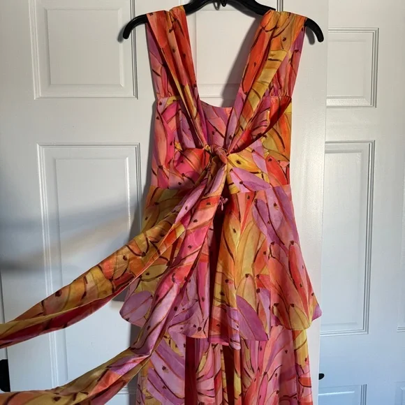 🍍FARM RIO Pink Ombre Bananas Cross Back Maxi Dress - Picture 11 of 16